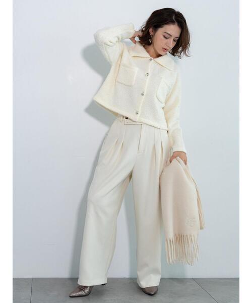 Te chichi(テチチ)の「衿付ニットジャケット(カーディガン/ボレロ・レディース・オフホワイト/ネイビー・F)」の7枚目の写真