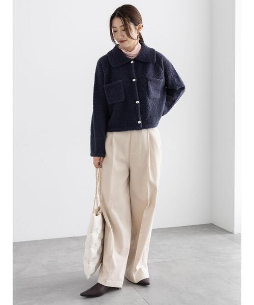 Te chichi(テチチ)の「衿付ニットジャケット(カーディガン/ボレロ・レディース・オフホワイト/ネイビー・F)」の10枚目の写真