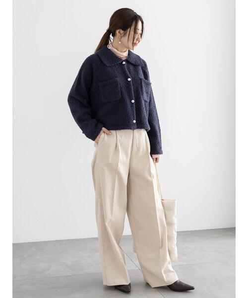 Te chichi(テチチ)の「衿付ニットジャケット(カーディガン/ボレロ・レディース・オフホワイト/ネイビー・F)」の11枚目の写真