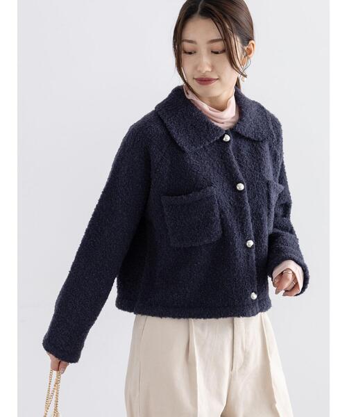 Te chichi(テチチ)の「衿付ニットジャケット(カーディガン/ボレロ・レディース・オフホワイト/ネイビー・F)」の12枚目の写真