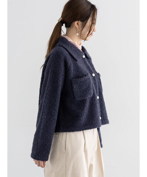 Te chichi(テチチ)の「衿付ニットジャケット(カーディガン/ボレロ・レディース・オフホワイト/ネイビー・F)」の13枚目の写真