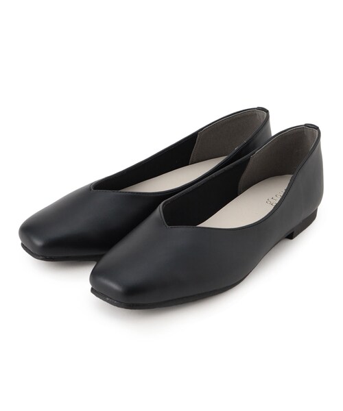 grove（グローブ）の「◆【人間工学】つつまれフィットスクエアトゥフラットパンプス【入卒対応可】（その他シューズ・レディース・シルバー/ブラック/ブラック系3/ライトベージュ・L/M/S）」の2枚目の写真