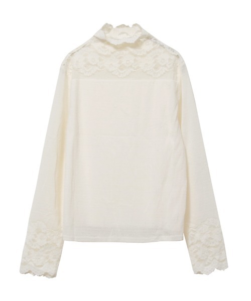 Rejoule（リジュール）の「起毛レースボトルネックトップス（Tシャツ/カットソー・レディース・アイボリー/ブラック・FREE）」の13枚目の写真