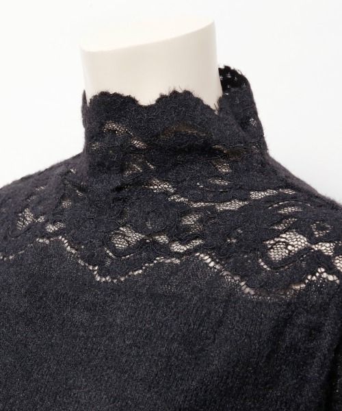 Rejoule（リジュール）の「起毛レースボトルネックトップス（Tシャツ/カットソー・レディース・アイボリー/ブラック・FREE）」の14枚目の写真