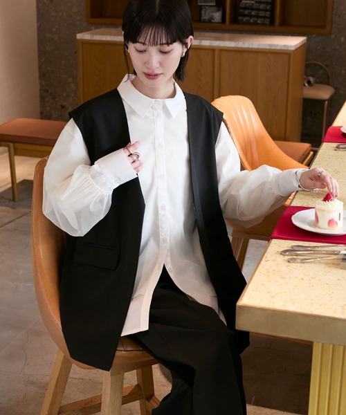 forksy.】【オケージョン対応】ファスナー付きベスト＆シルエットが