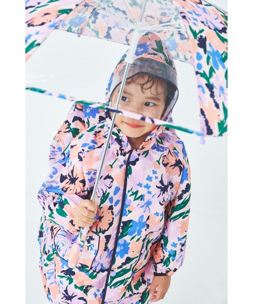 MR(まる)の「レトロフラワー・アートチェックレインコート(レインコート/ポンチョ・キッズ・オレンジ/ピンク・130cm/120cm/110cm/100cm/90cm/140cm)」の3枚目の写真