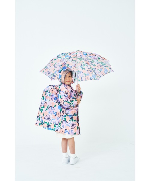 MR(まる)の「レトロフラワー・アートチェックレインコート(レインコート/ポンチョ・キッズ・オレンジ/ピンク・130cm/120cm/110cm/100cm/90cm/140cm)」の4枚目の写真