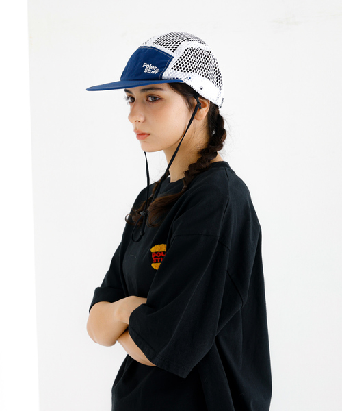 POLeR アウトドアスタッフ　ポーラーロゴ ベースボールキャップ アイボリー POLeR/別注 DRAWCORD MESH CAP｜Daytona Park(FREAK'S STORE公式