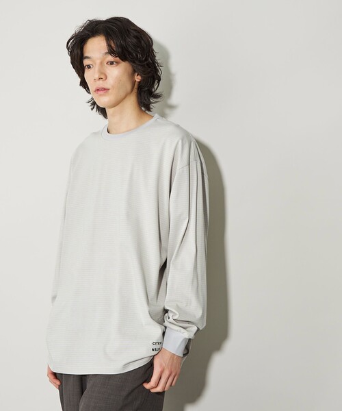 CITEN(シテン)の「<CITEN>ピンボーダーロンT(Tシャツ/カットソー・メンズ・ライム/ブラック/ライトグレー・M/L)」の5枚目の写真