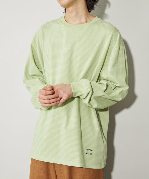 CITEN(シテン)の「<CITEN>ピンボーダーロンT(Tシャツ/カットソー・メンズ・ライム/ブラック/ライトグレー・M/L)」の10枚目の写真