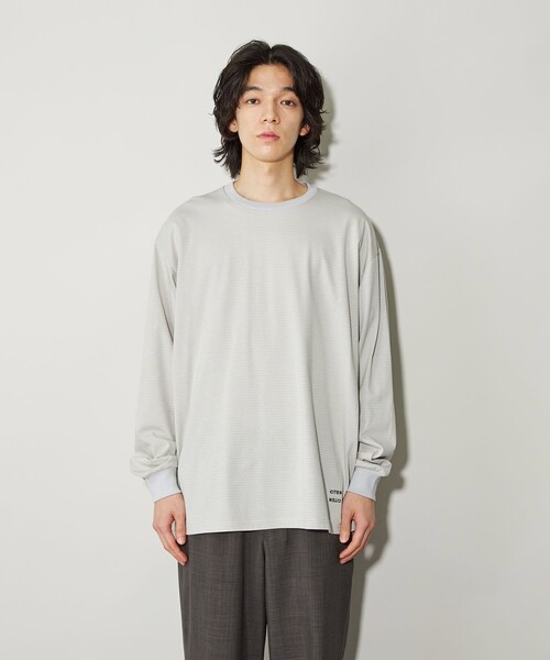 CITEN(シテン)の「<CITEN>ピンボーダーロンT(Tシャツ/カットソー・メンズ・ライム/ブラック/ライトグレー・M/L)」の13枚目の写真