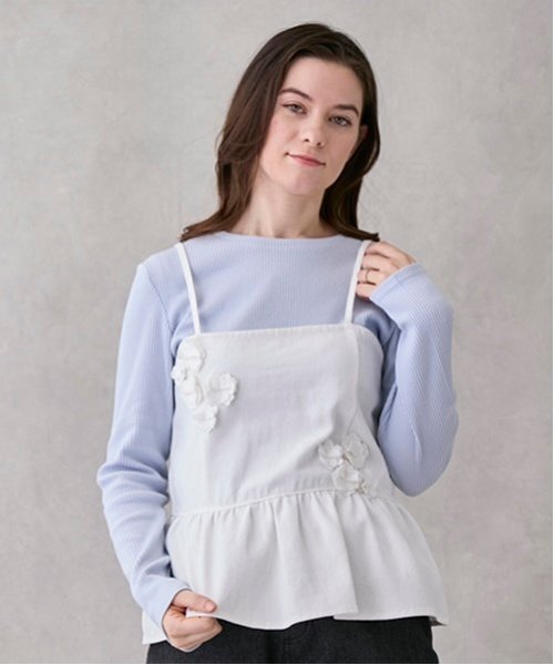 petit main LIEN（プティマインリアン）の「【リンク】花ビスチェ長Tセット（Tシャツ/カットソー・レディース・ブルー/アイボリー・F）」の12枚目の写真