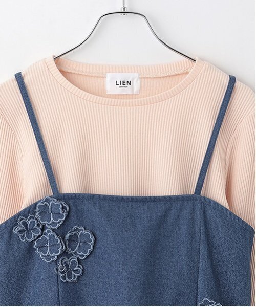 petit main LIEN（プティマインリアン）の「【リンク】花ビスチェ長Tセット（Tシャツ/カットソー・レディース・ブルー/アイボリー・F）」の16枚目の写真