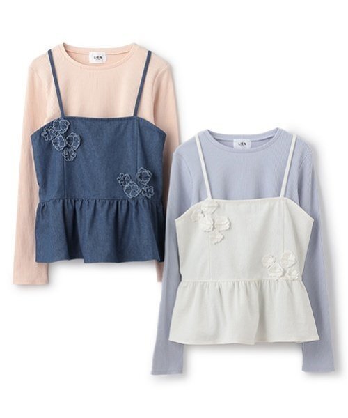 petit main LIEN（プティマインリアン）の「【リンク】花ビスチェ長Tセット（Tシャツ/カットソー・レディース・ブルー/アイボリー・F）」の11枚目の写真