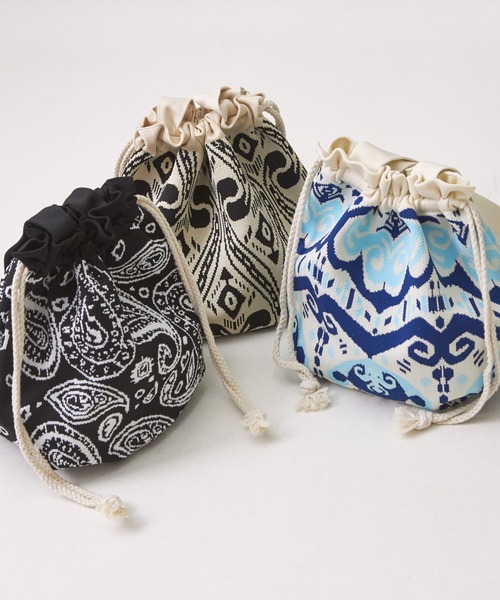 CUBE SUGAR（キューブシュガー）の「ナイロンジャガード柄巾着ミニトートバッグ（トートバッグ・レディース・ナチュラル/ブラック/ブルー・M）」の17枚目の写真