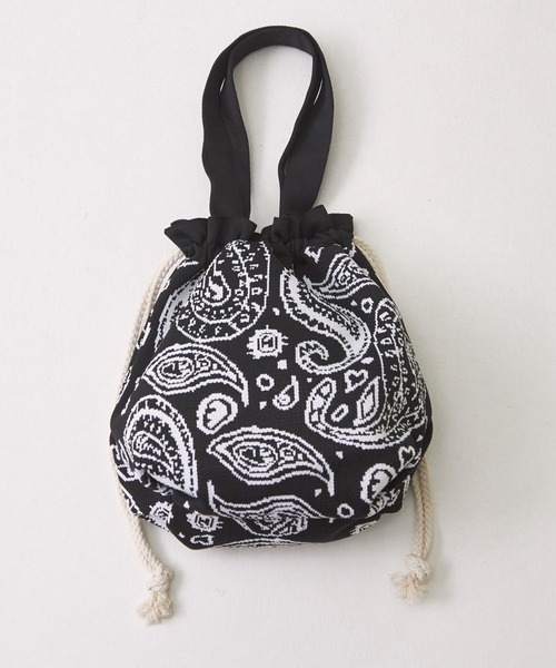 CUBE SUGAR（キューブシュガー）の「ナイロンジャガード柄巾着ミニトートバッグ（トートバッグ・レディース・ナチュラル/ブラック/ブルー・M）」の22枚目の写真