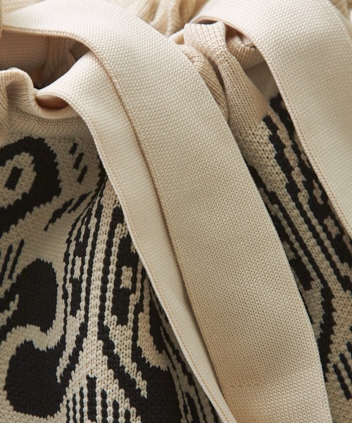 CUBE SUGAR（キューブシュガー）の「ナイロンジャガード柄巾着ミニトートバッグ（トートバッグ・レディース・ナチュラル/ブラック/ブルー・M）」の13枚目の写真