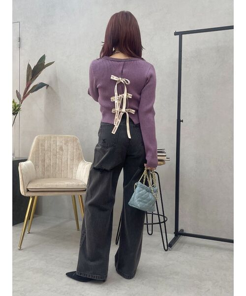 EVRIS バックオーバースラッシュワイドデニムパンツ サイドウエストオープンワイドデニムパンツ[品番：MKSW0051020