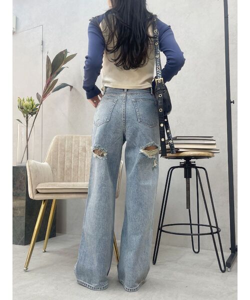 evrisエヴリスBACKスラッシュワイドデニムパンツ ハイウエスト　S BACKスラッシュワイドデニムパンツ（デニムパンツ）｜EVRIS