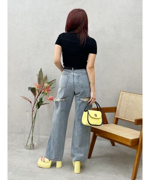 EVRIS（エヴリス）の「BACKスラッシュワイドデニムパンツ（デニムパンツ・レディース・ライトブルー/インディゴブルー/ブラック・MEDIUM/SMALL）」の21枚目の写真