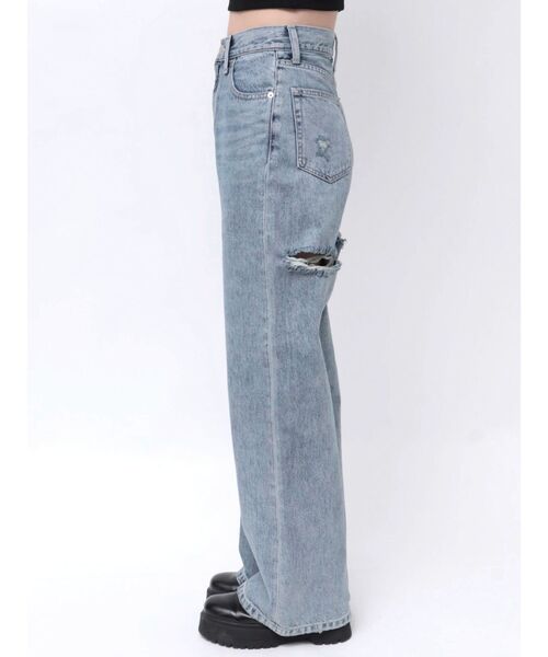 EVRIS（エヴリス）の「BACKスラッシュワイドデニムパンツ（デニムパンツ・レディース・ライトブルー/インディゴブルー/ブラック・MEDIUM/SMALL）」の14枚目の写真