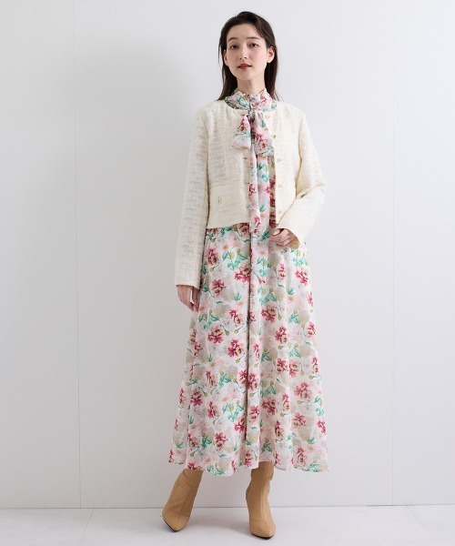 QUEENS COURT(クイーンズコート)の「フラワーシアーサーキュラースカート≪洗濯機で洗える≫(スカート・レディース・パープル/ネイビー/ピンク・M)」の7枚目の写真