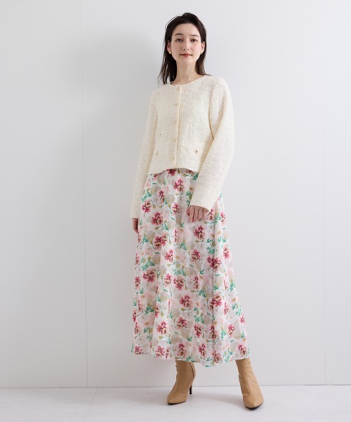 QUEENS COURT(クイーンズコート)の「フラワーシアーサーキュラースカート≪洗濯機で洗える≫(スカート・レディース・パープル/ネイビー/ピンク・M)」の4枚目の写真