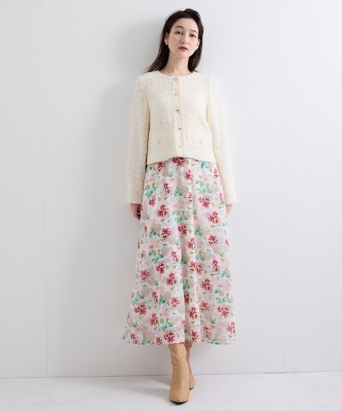 QUEENS COURT(クイーンズコート)の「フラワーシアーサーキュラースカート≪洗濯機で洗える≫(スカート・レディース・パープル/ネイビー/ピンク・M)」の5枚目の写真