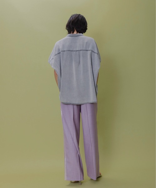 Eimee Law(エイミーロウ)の「サイドライン ストライプ スラックスパンツ(スラックス・レディース・ライトグレー/グレー/ピンク・FREE)」の7枚目の写真