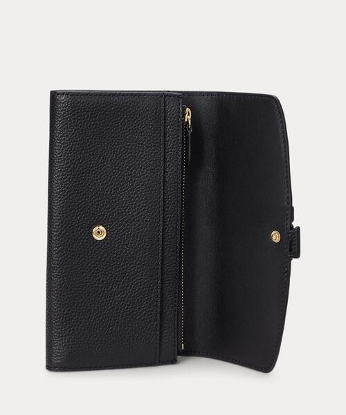 ロゴ【Ralph Lauren】Pebbled Large Cameryn フラップ 長財布 Pebbled Large Cameryn Flap Wallet