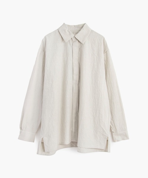 COSMIC WONDER(コズミックワンダー)の「Cotton linen typewriter front-fly shirt(シャツ/ブラウス・メンズ・ライトグレー/ブラック・4/3)」の2枚目の写真