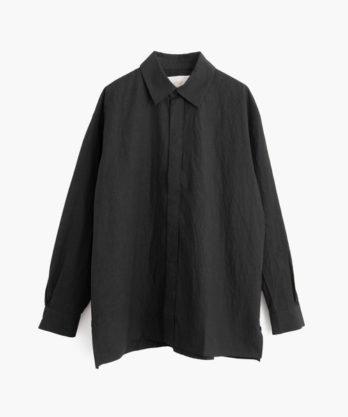 COSMIC WONDER(コズミックワンダー)の「Cotton linen typewriter front-fly shirt(シャツ/ブラウス・メンズ・ライトグレー/ブラック・4/3)」の4枚目の写真
