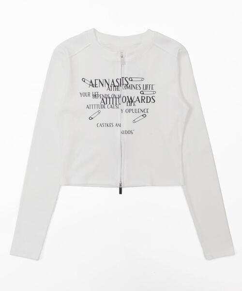 dispark(ディスパーク)の「DISPARK/グラフィックWジップトップス(Tシャツ/カットソー・レディース・ブラック/ホワイト・FREE)」の11枚目の写真