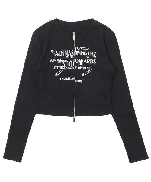 dispark(ディスパーク)の「DISPARK/グラフィックWジップトップス(Tシャツ/カットソー・レディース・ブラック/ホワイト・FREE)」の12枚目の写真