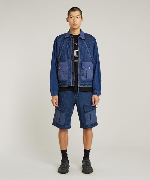 送料込★G-Star★D24612-C106 ショートパンツ BEND 3D CARGO SHORT FABRIC MIX/i異素材ミックスカーゴジョーツ