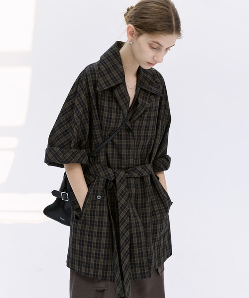 tageechita チェック柄 ロングコート tageechita チェック柄 ロングコート