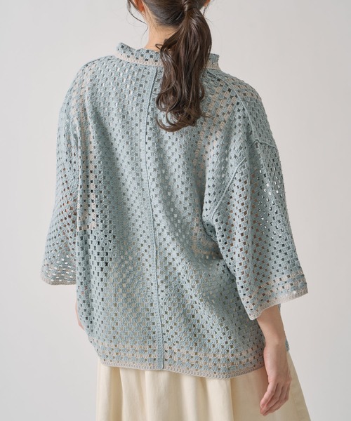 ケレン LAFAY LKL25SBL2213 クロシェ編み ポロカーディガン KELEN Kelen ケレン LAFAY LKL25SBL2213 クロシェ編み ポロ