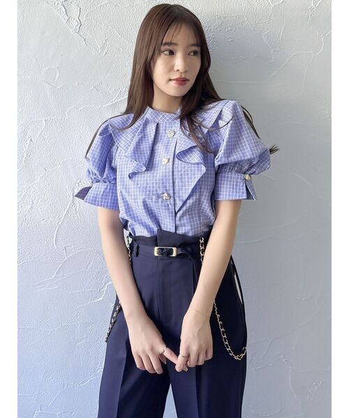 dazzlin（ダズリン）の「ハイウエストチェーンサス付パンツ（その他パンツ・レディース・グレー/ネイビー・SMALL/MEDIUM）」の10枚目の写真