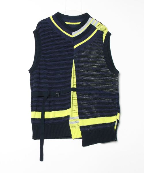 FACETASM（ファセッタズム）の「FACETASM/ファセッタズム/LAYERD MESH KNIT VEST（ニット/セーター・メンズ・ネイビー・4）」の4枚目の写真