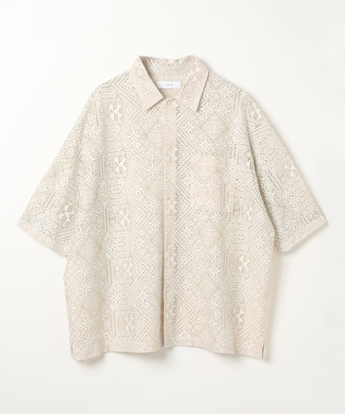 RAGEBLUE（レイジブルー）の「レースデザインシャツ/シアーシャツ（シャツ/ブラウス・メンズ・ホワイト/ブラウン/グリーン/ブラック・SMALL/MEDIUM/LARGE）」の2枚目の写真