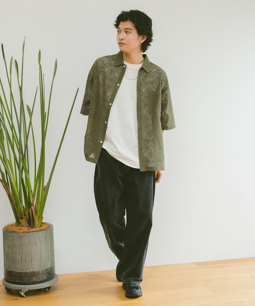 RAGEBLUE（レイジブルー）の「レースデザインシャツ/シアーシャツ（シャツ/ブラウス・メンズ・ホワイト/ブラウン/グリーン/ブラック・SMALL/MEDIUM/LARGE）」の16枚目の写真