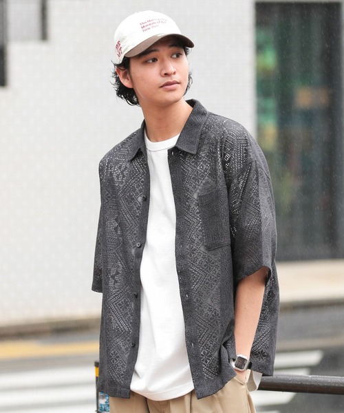 RAGEBLUE（レイジブルー）の「レースデザインシャツ/シアーシャツ（シャツ/ブラウス・メンズ・ホワイト/ブラウン/グリーン/ブラック・SMALL/MEDIUM/LARGE）」の21枚目の写真