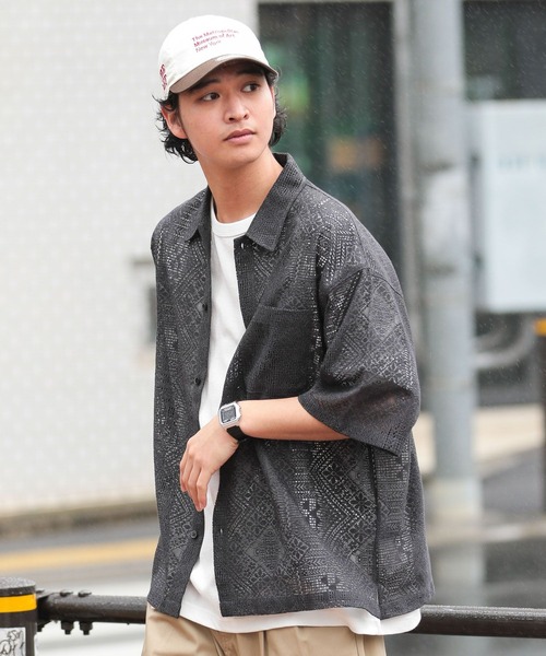 RAGEBLUE（レイジブルー）の「レースデザインシャツ/シアーシャツ（シャツ/ブラウス・メンズ・ホワイト/ブラウン/グリーン/ブラック・SMALL/MEDIUM/LARGE）」の22枚目の写真