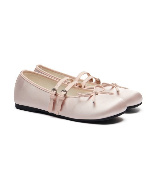 セール】SQUARE TOE TWO STRAP MARYJANE(SATIN)（バレエシューズ