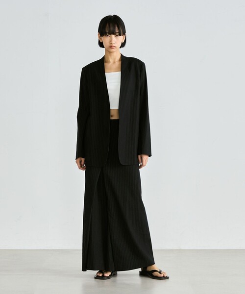 EDITION（エディション）の「リネンストレッチ ラップスカート（スカート・レディース・ブラック系その他/ホワイト系その他/ライトベージュ/ネイビー・36/34）」の5枚目の写真