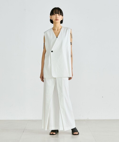 EDITION（エディション）の「リネンストレッチ ラップスカート（スカート・レディース・ブラック系その他/ホワイト系その他/ライトベージュ/ネイビー・36/34）」の14枚目の写真