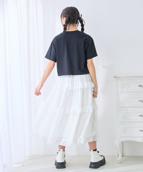 Amourire girl（アムリールガール）の「チェーンモチーフ付きTシャツ/カットソー（Tシャツ/カットソー・キッズ・ブラック/オフホワイト・130cm/140cm/150cm/160cm）」の16枚目の写真