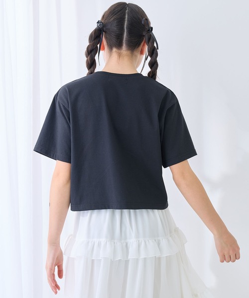 Amourire girl（アムリールガール）の「チェーンモチーフ付きTシャツ/カットソー（Tシャツ/カットソー・キッズ・ブラック/オフホワイト・130cm/140cm/150cm/160cm）」の18枚目の写真