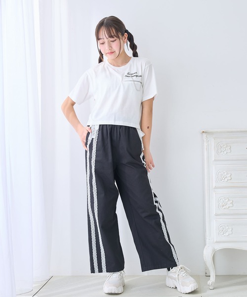 Amourire girl（アムリールガール）の「チェーンモチーフ付きTシャツ/カットソー（Tシャツ/カットソー・キッズ・ブラック/オフホワイト・130cm/140cm/150cm/160cm）」の7枚目の写真