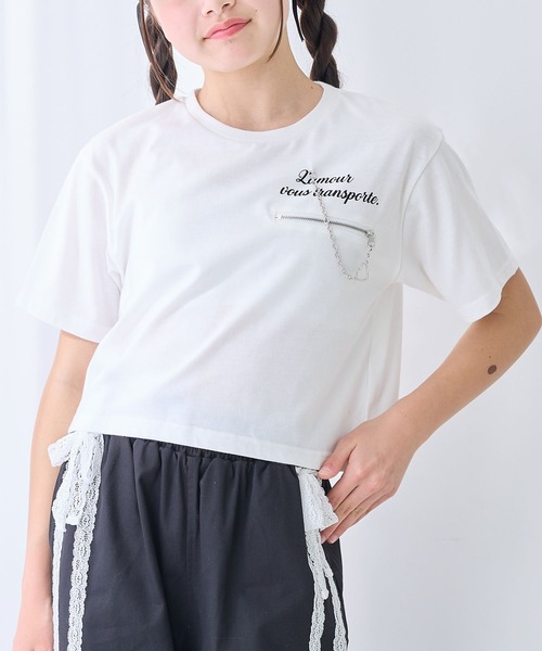 Amourire girl（アムリールガール）の「チェーンモチーフ付きTシャツ/カットソー（Tシャツ/カットソー・キッズ・ブラック/オフホワイト・130cm/140cm/150cm/160cm）」の20枚目の写真